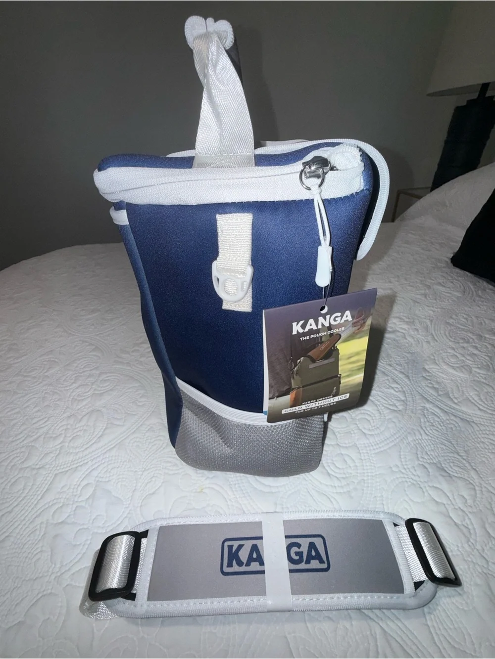 Navy and Gray cooler Bag with Padded Shoulder Strap